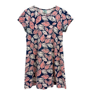 Haley And The Hound XL Seashell Print Shift Dress Navy Pink Coastal Beach USA